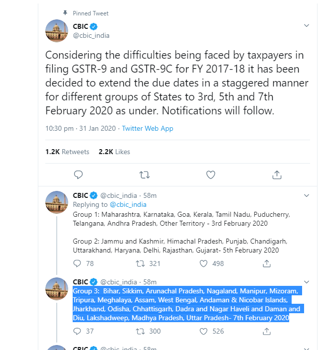 Due date extended GSTR-9 & GSTR-9C to till 12 February by Rajasthan High Court